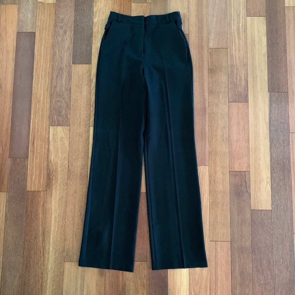 ASOS Design High Waist Tailored Straight Leg Pants Black 4 Tall